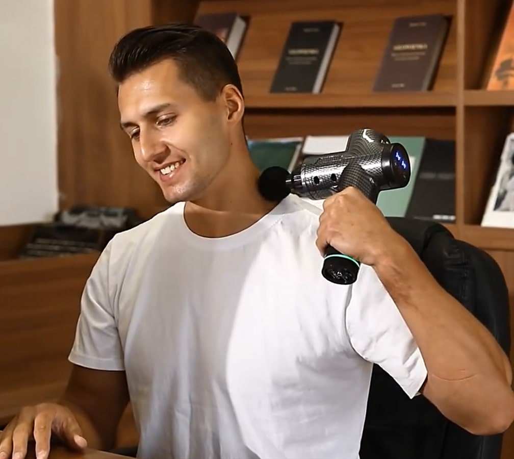 Massage guns or percussion massage devices are great for sore or injured muscles, they're also great for reducing stress
